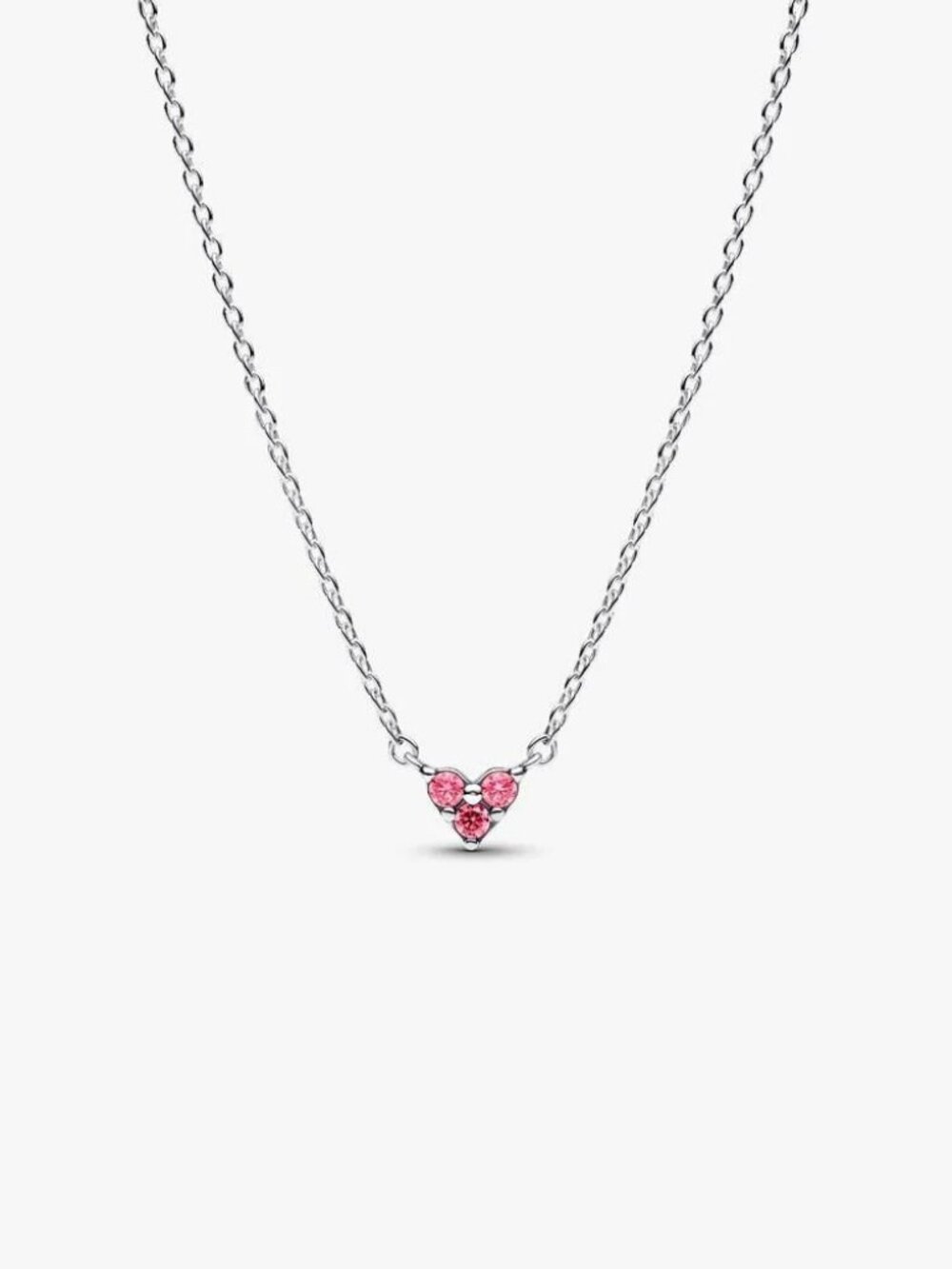 Pandora Triple Stone Pink Heart Collier Necklace
